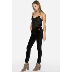 NWT Johnny Was Black Velvet Embroidered Pants 27